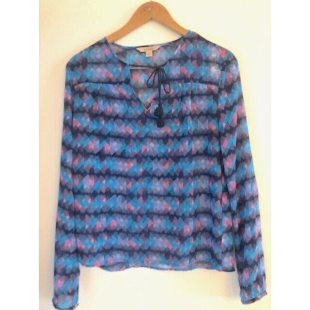 Decree Top Woman's XS Long Sleeve Tie Detail Striped